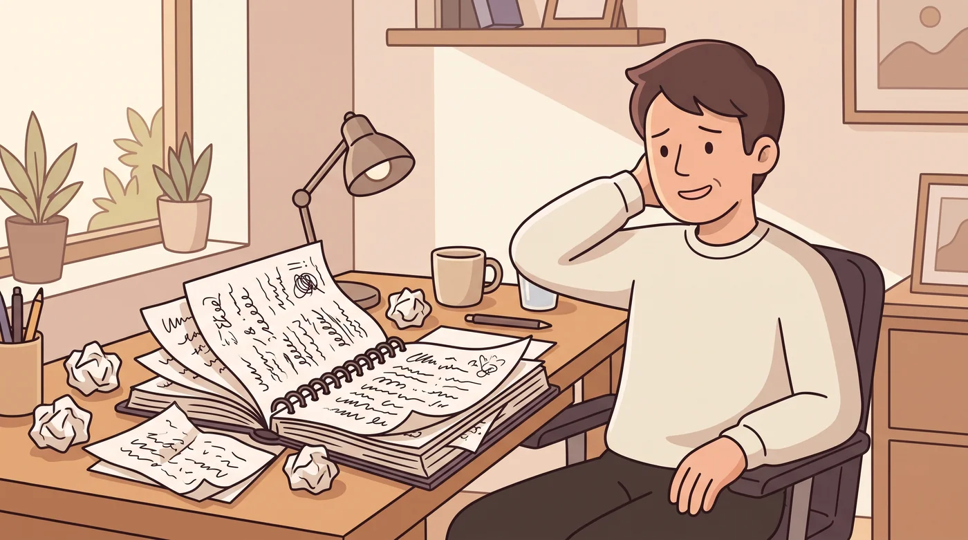 Overflowing journal pages that are hard to learn from