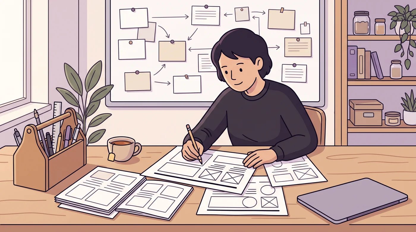Sketching wireframes for the rebuilt app